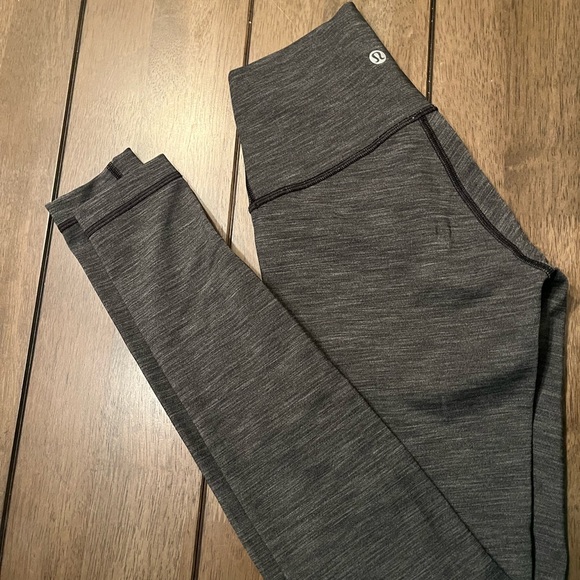 Gently used Lululemon high wasted leggings size 2 Heather grey - Picture 1 of 2